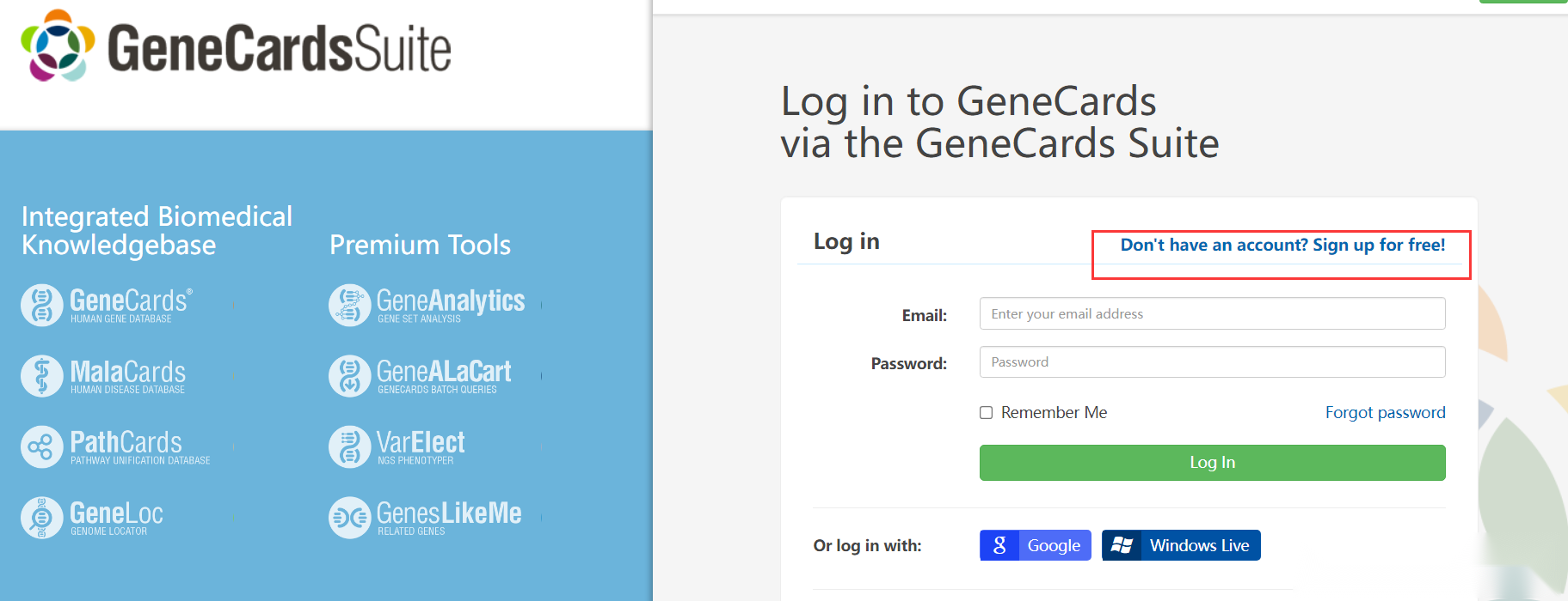 GeneCards Student Discount tutorial step image 1